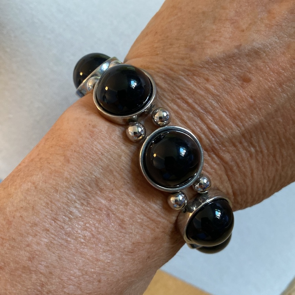 Vintage Black and Silver Women's Bracelet